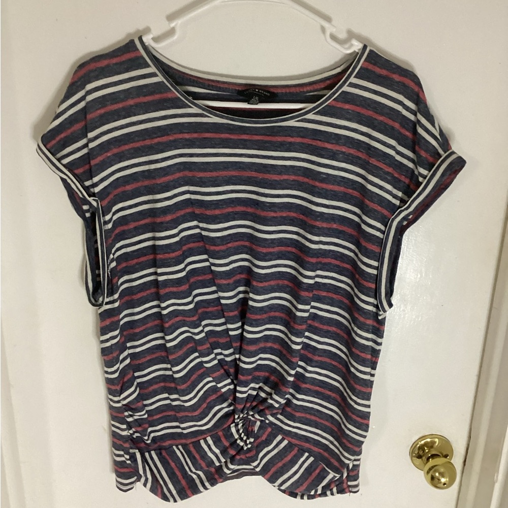 Lucky Brand Womens Striped Twist Front Top Size Large